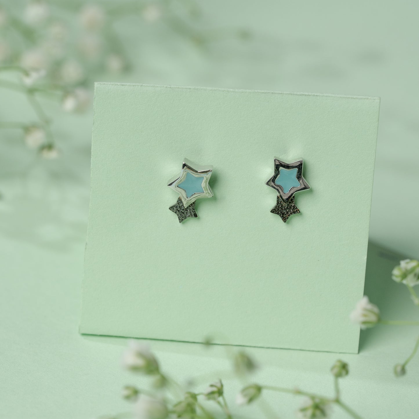 Blue Star earrings in 925 Silver