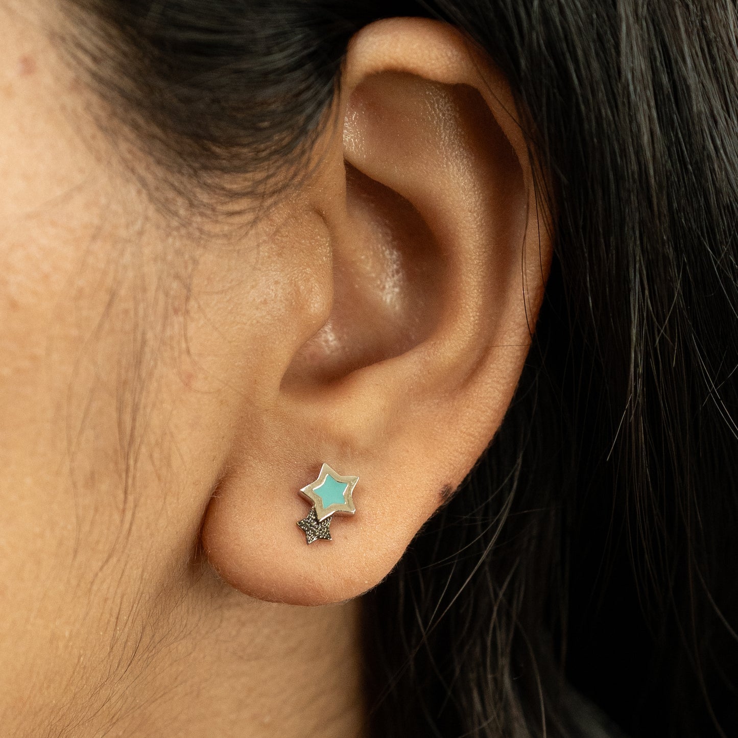 Blue Star earrings in 925 Silver