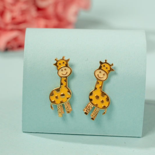 Yellow Giraffe Earrings in 925 Silver