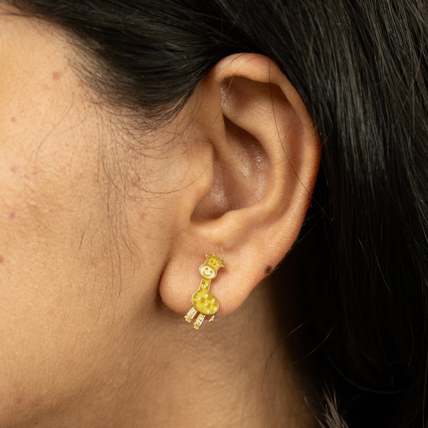 Yellow Giraffe Earrings in 925 Silver