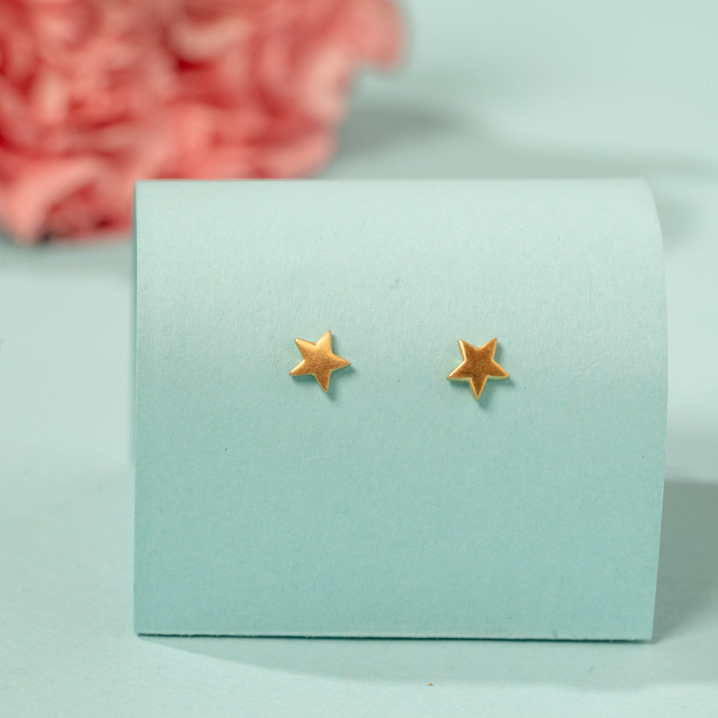 Yellow Gold Plated Star Earrings in 925 Silver