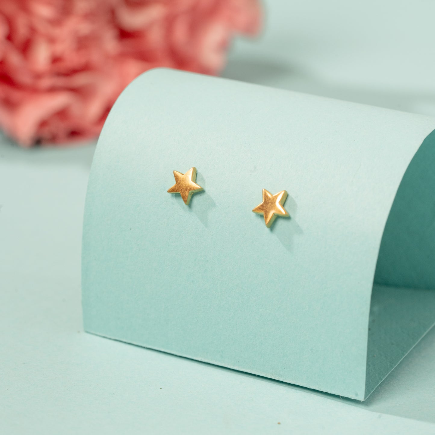 Yellow Gold Plated Star Earrings in 925 Silver