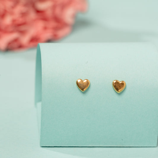 Gold Plated Heart Earrings in 925 Silver