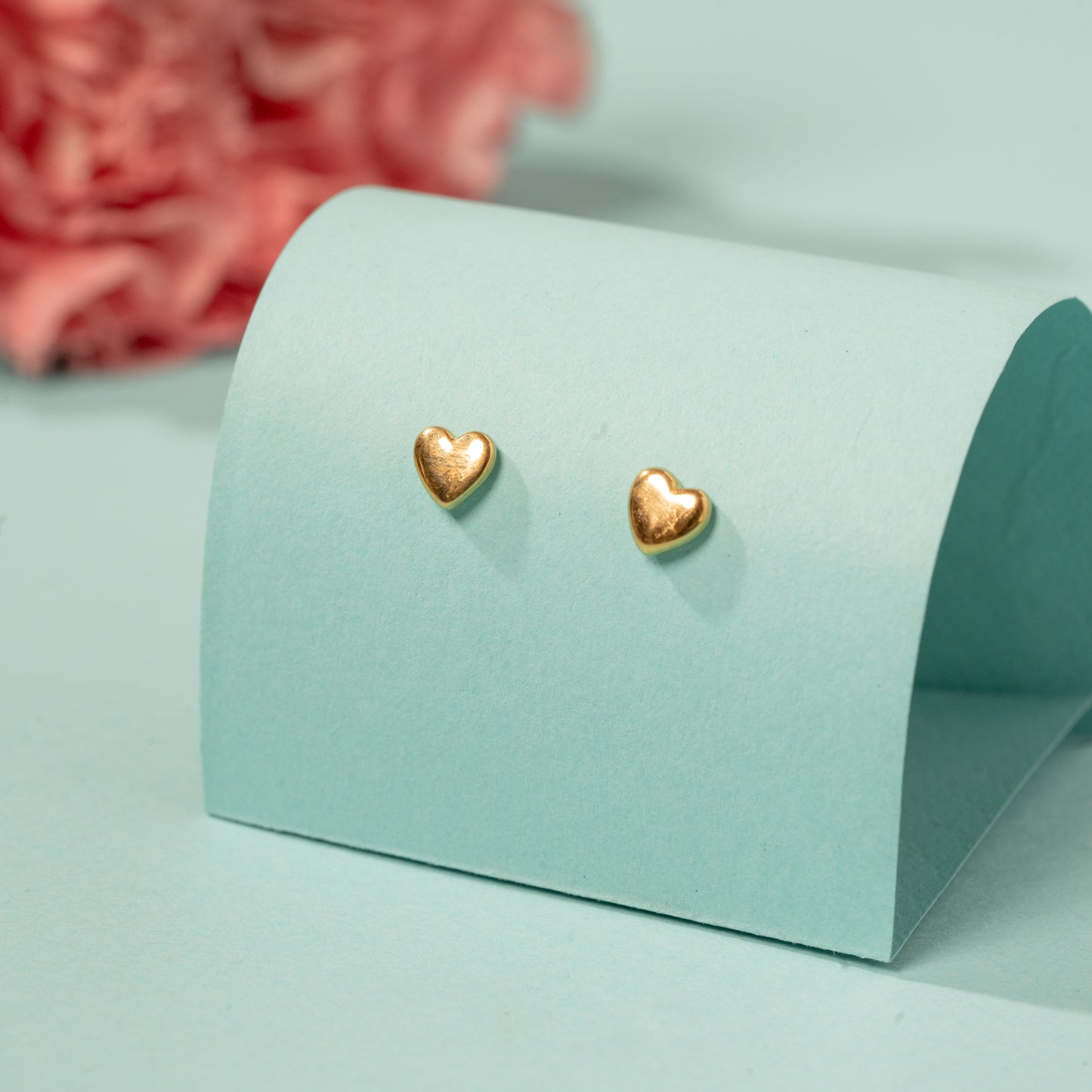 Gold Plated Heart Earrings in 925 Silver