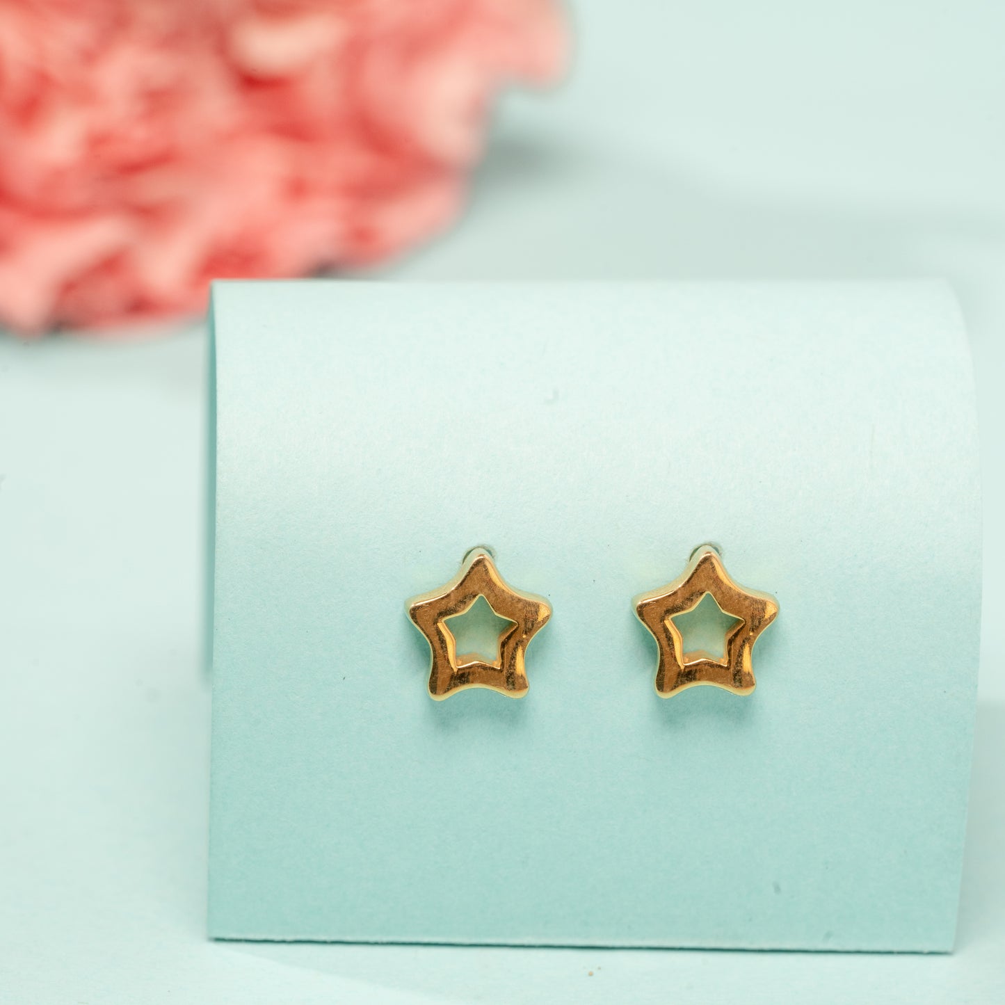 Golden lining for a Star earrings in 925 Silver