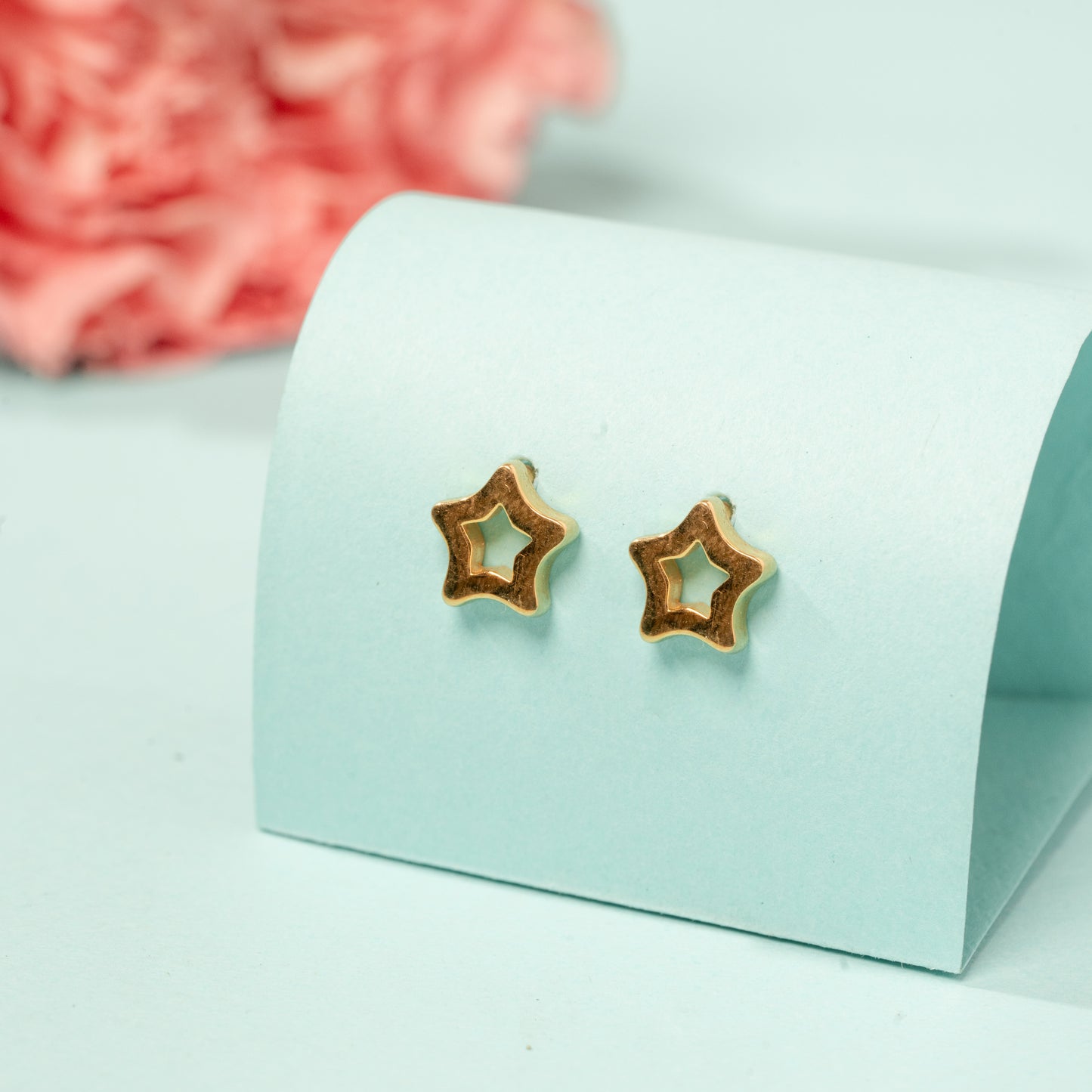 Golden lining for a Star earrings in 925 Silver