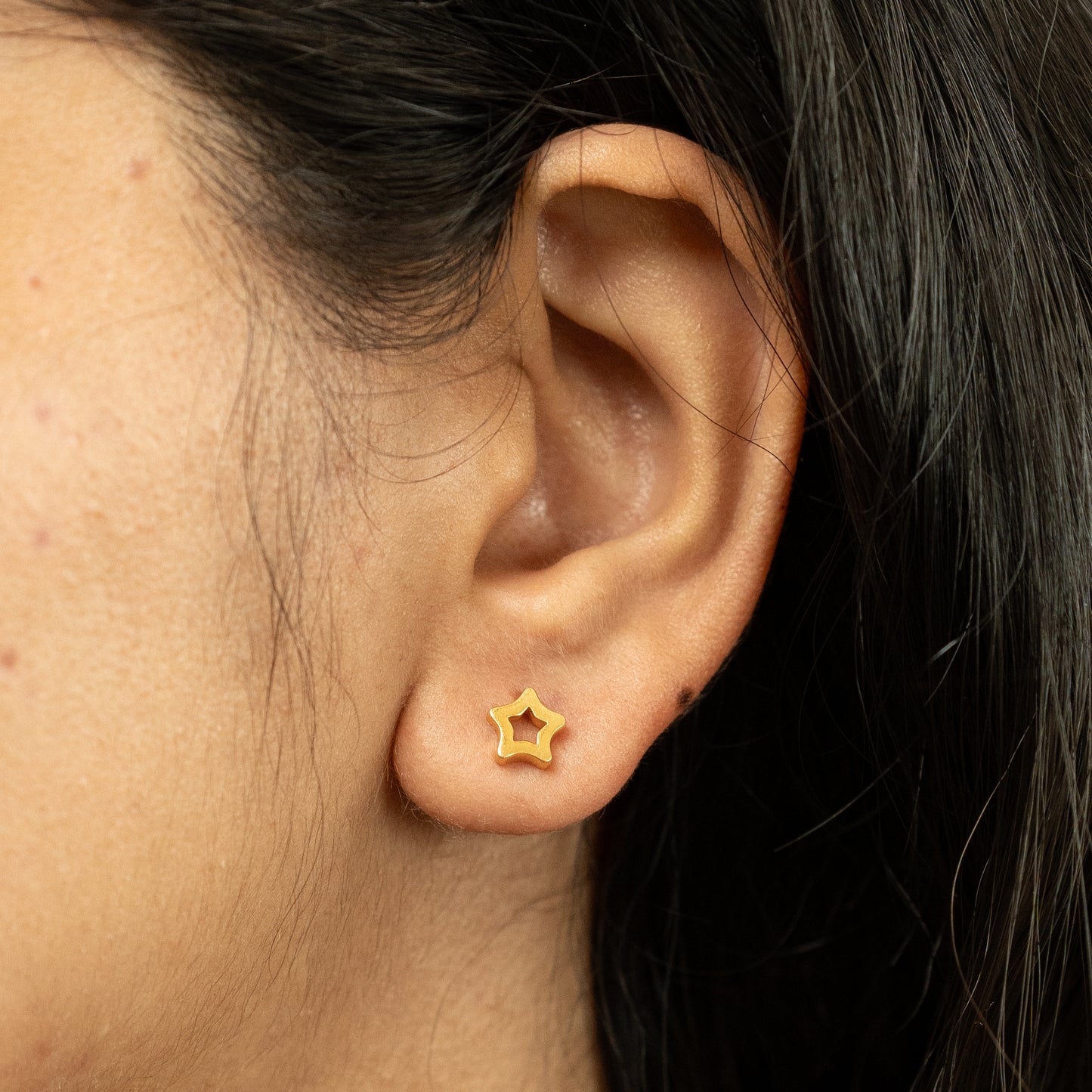 Golden lining for a Star earrings in 925 Silver