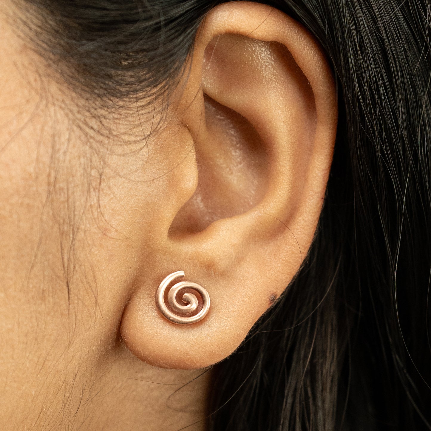 RoseGold Swirl Earrings in 925 Silver