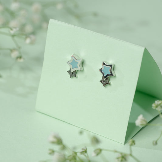Blue Star earrings in 925 Silver
