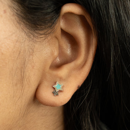 Blue Star earrings in 925 Silver