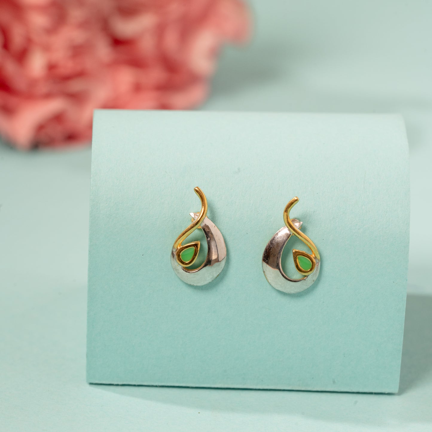 Rhodium and Gold Plated earrings in 925 Silver