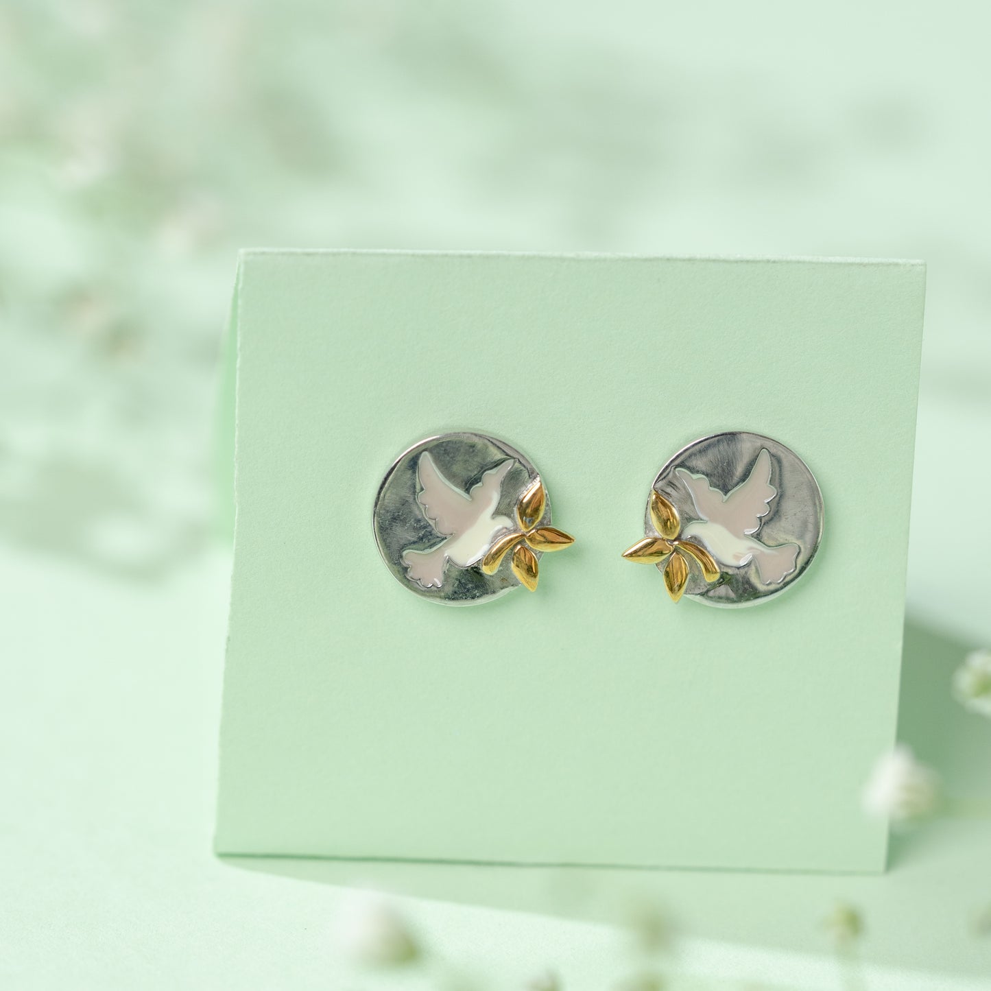 Dove Dual Tone Earrings in 925 Silver
