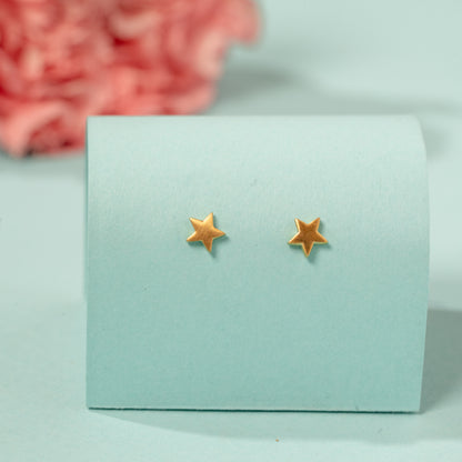 Yellow Gold Plated Star Earrings in 925 Silver