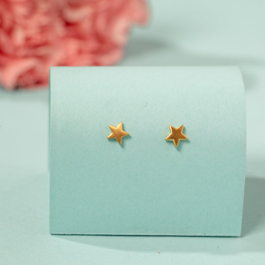 Yellow Gold Plated Star Earrings in 925 Silver