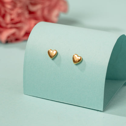 Gold Plated Heart Earrings in 925 Silver