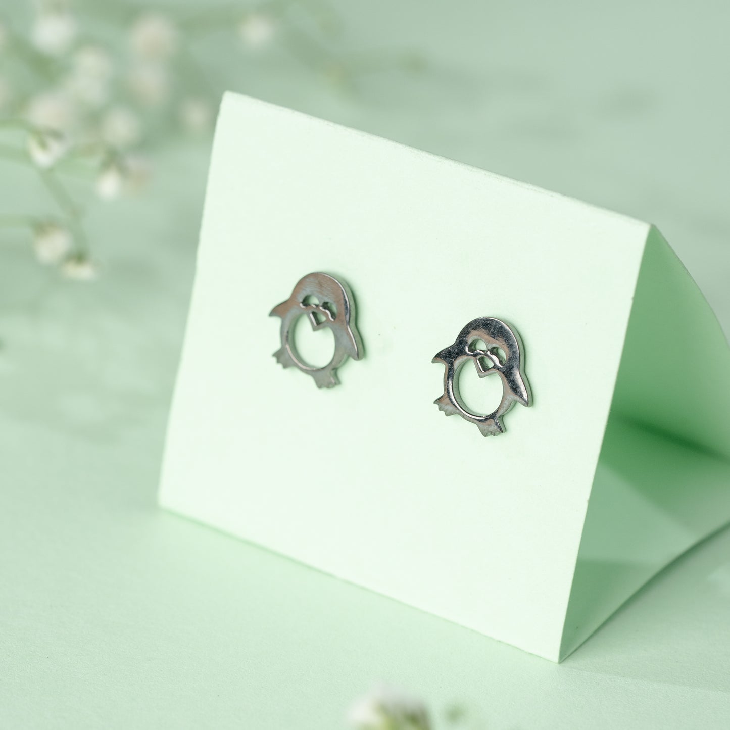 Oxidised Penguin Earrings in 925 Silver