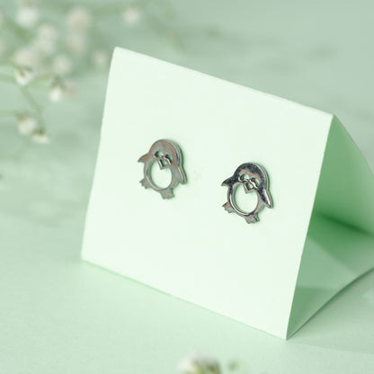 Oxidised Penguin Earrings in 925 Silver