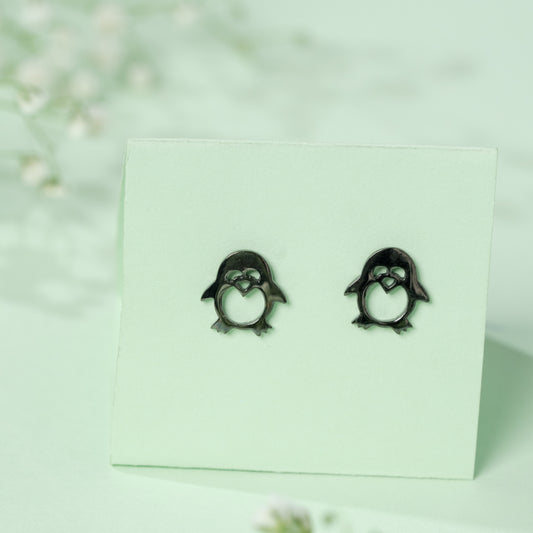 Oxidised Penguin Earrings in 925 Silver