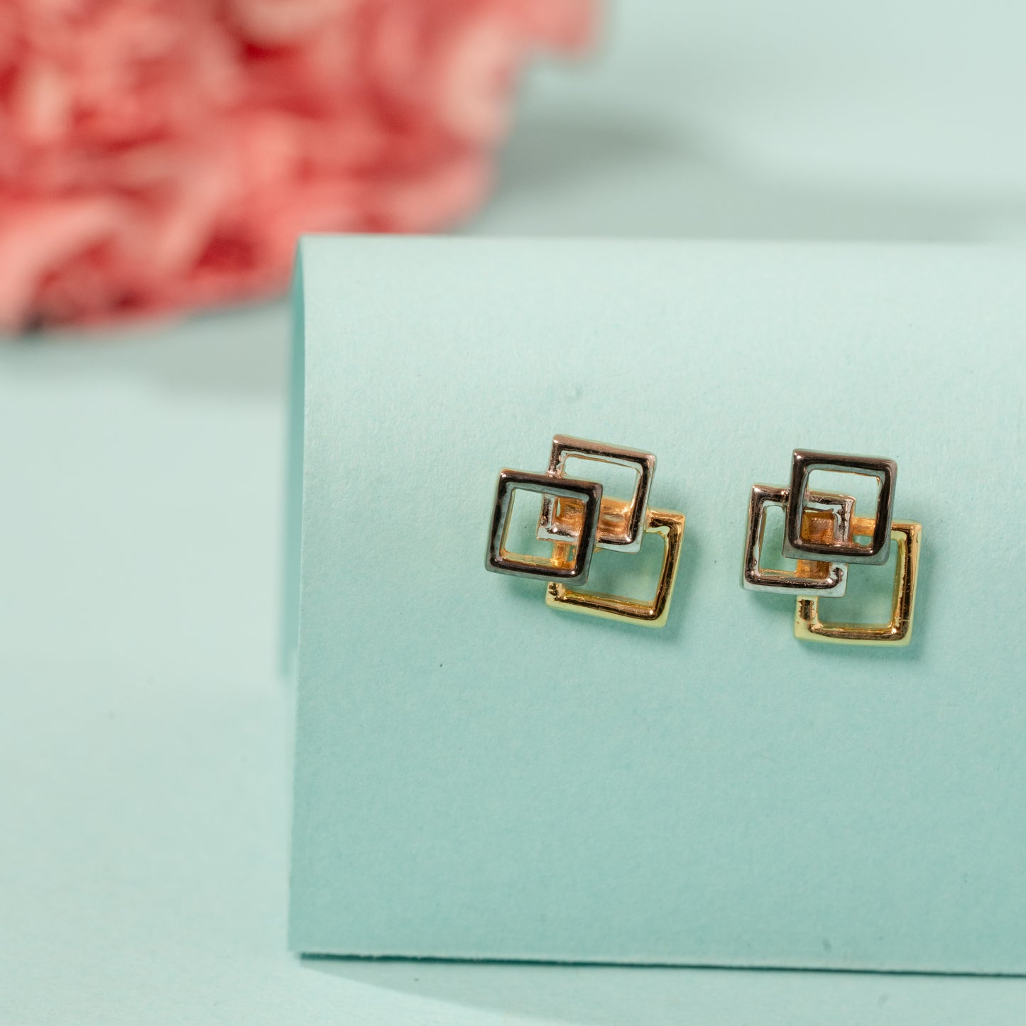 TriTone Squares Earrings in 925 Silver
