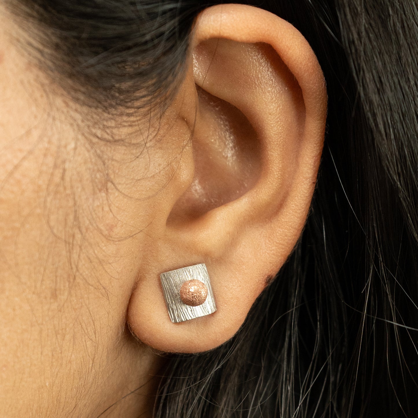 2in1 Dual Tone Earrings in 925 Silver