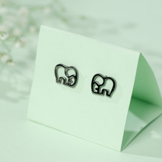 Oxy Elephant Line Art Earrings in 925 Silver