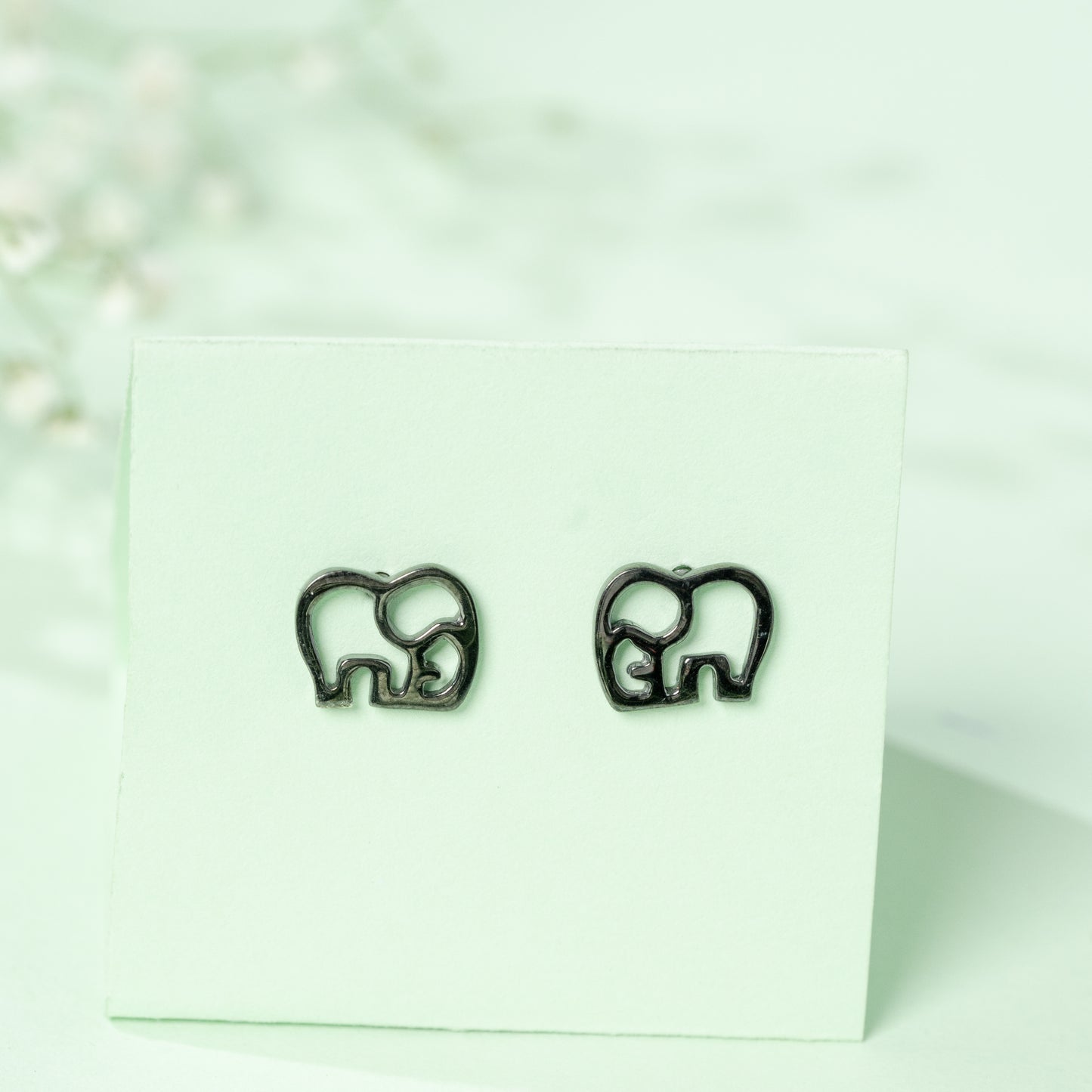 Oxy Elephant Line Art Earrings in 925 Silver