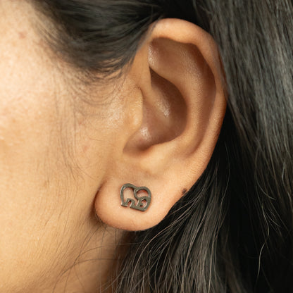 Oxy Elephant Line Art Earrings in 925 Silver