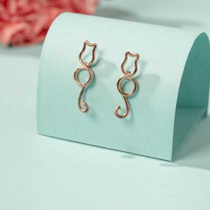 RG Cat LineArt Earrings in 925 Silver