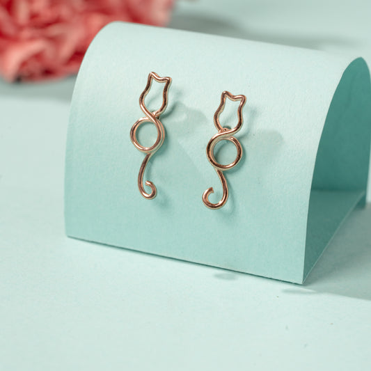 RG Cat LineArt Earrings in 925 Silver