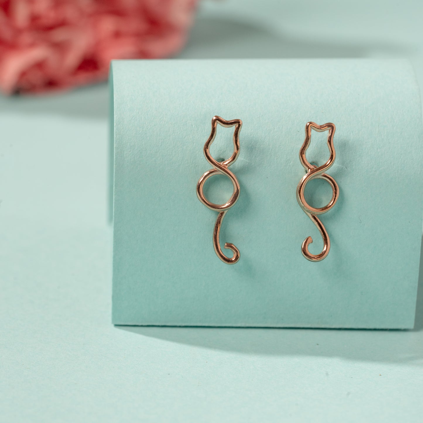 RG Cat LineArt Earrings in 925 Silver