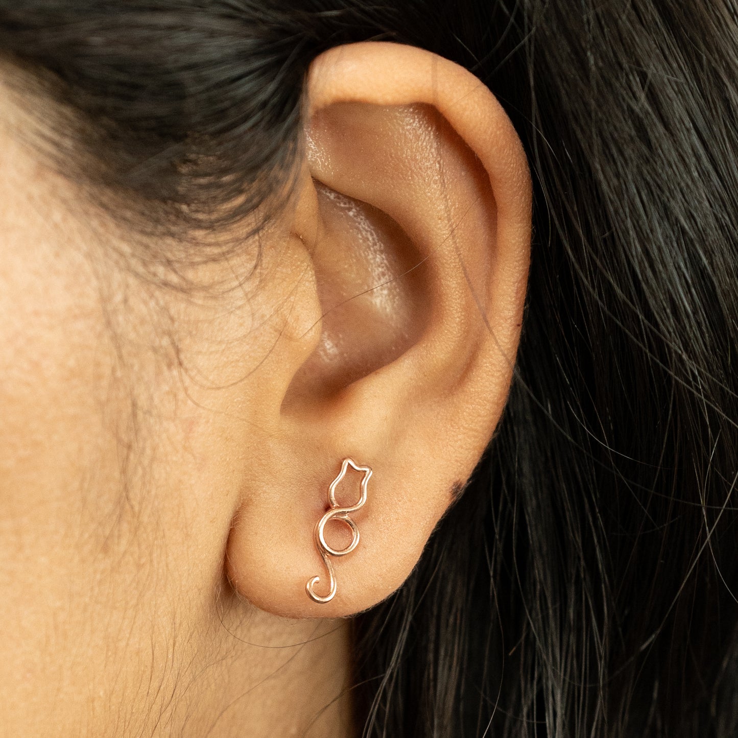 RG Cat LineArt Earrings in 925 Silver