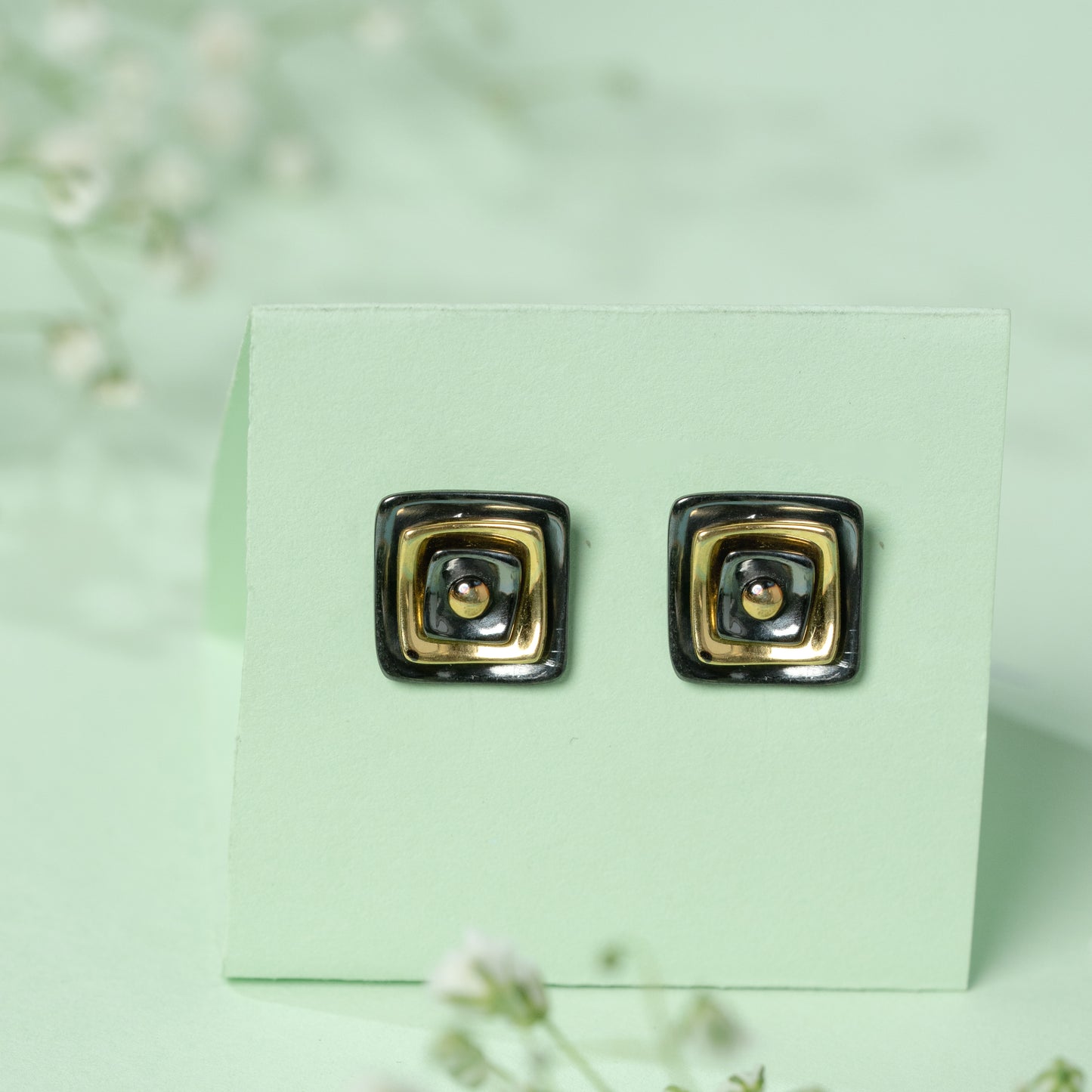 OxyGold Squares earrings in 925 Silver