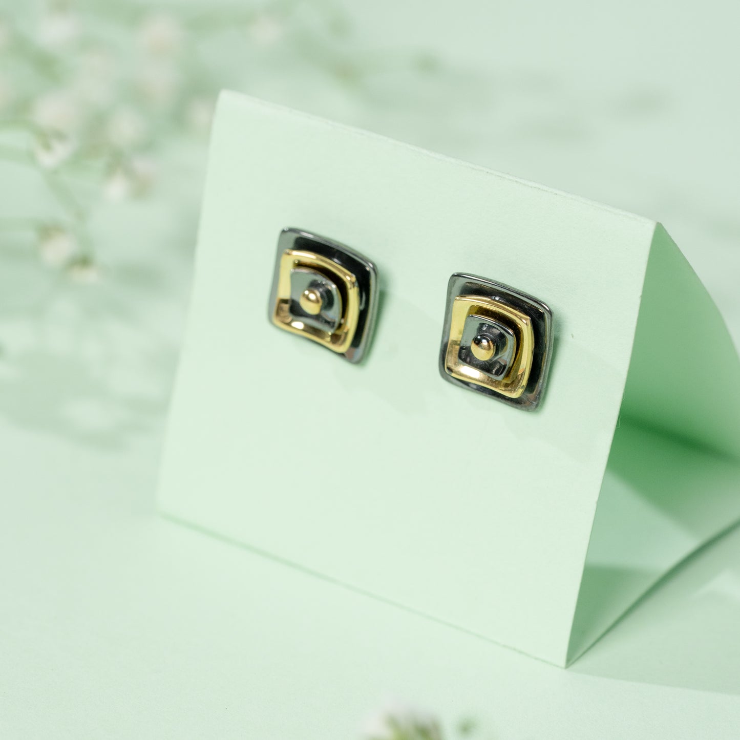 OxyGold Squares earrings in 925 Silver