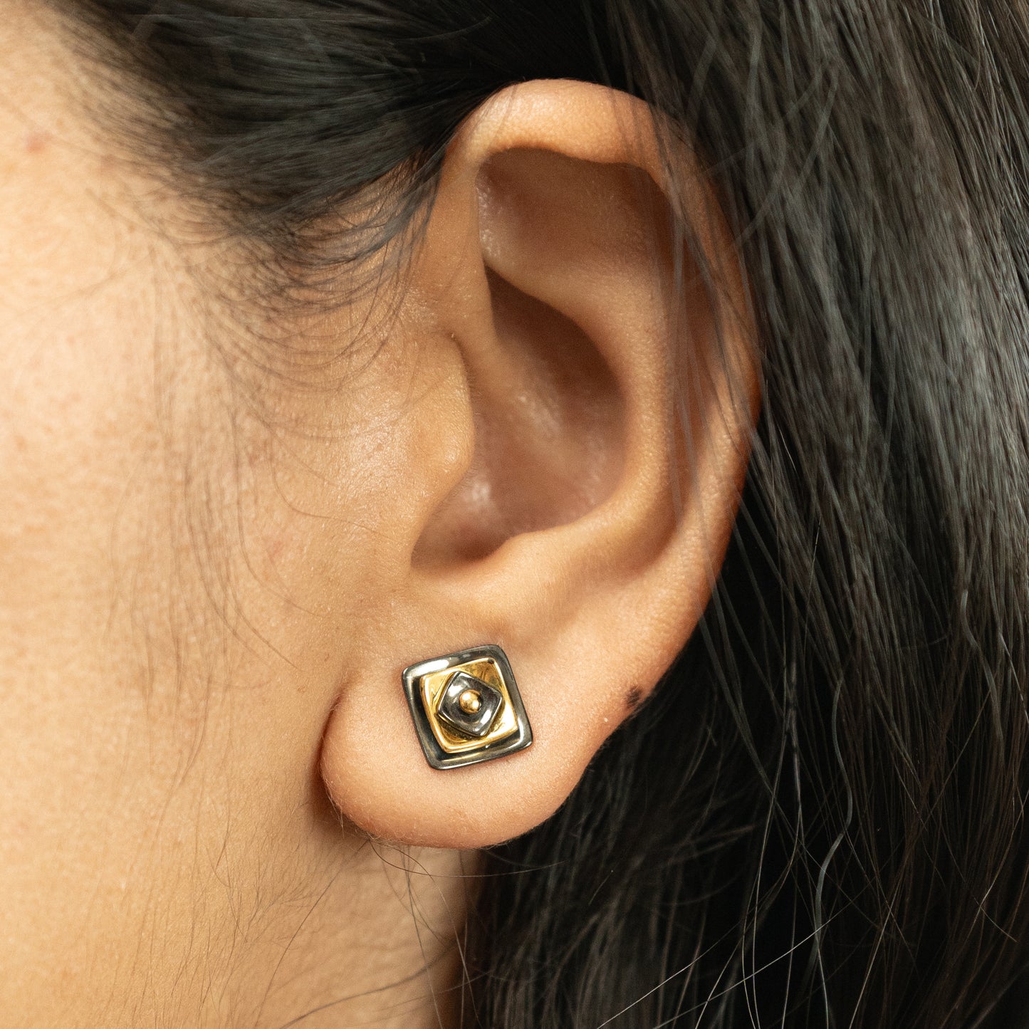 OxyGold Squares earrings in 925 Silver