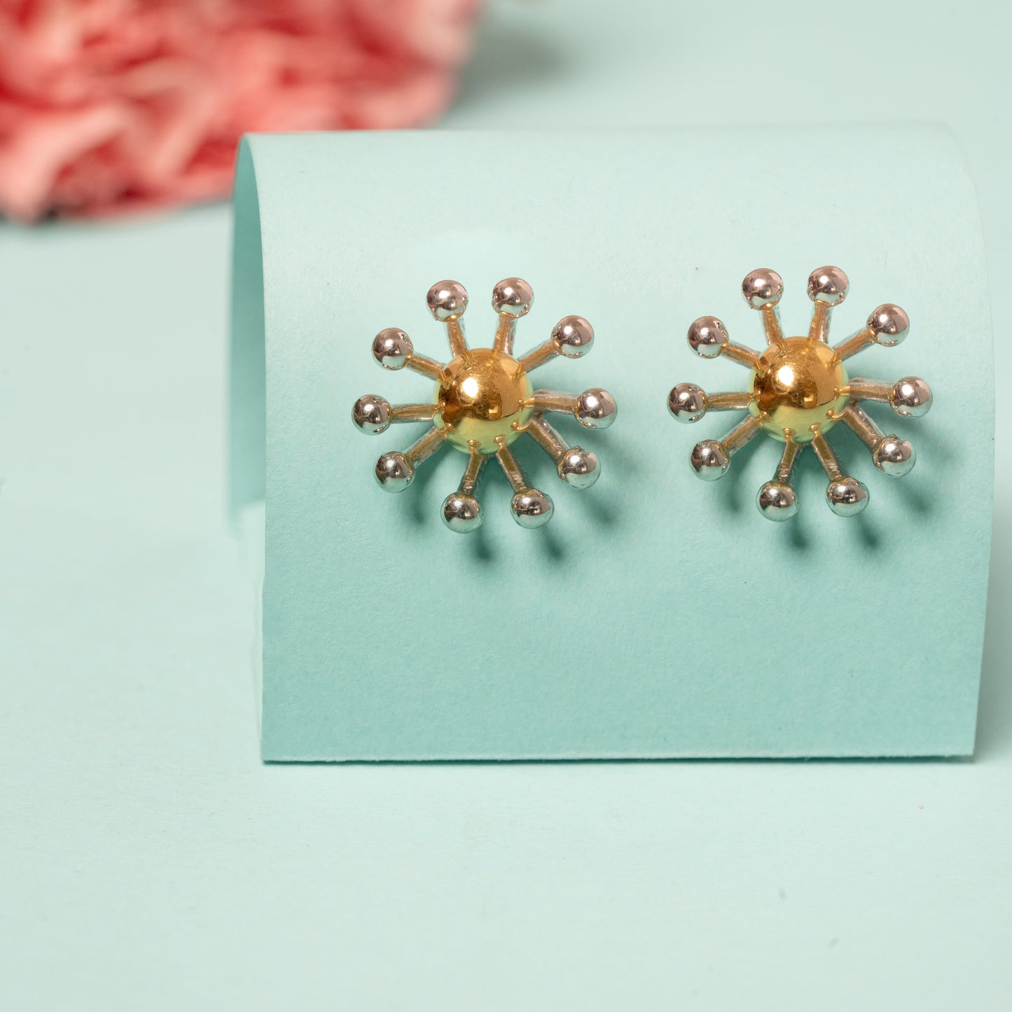 TwoTone Flowery Pearl Earrings in 925 Silver