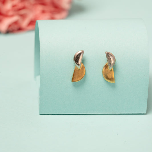 SemiEllipse TwoTone Earrings in 925 Silver
