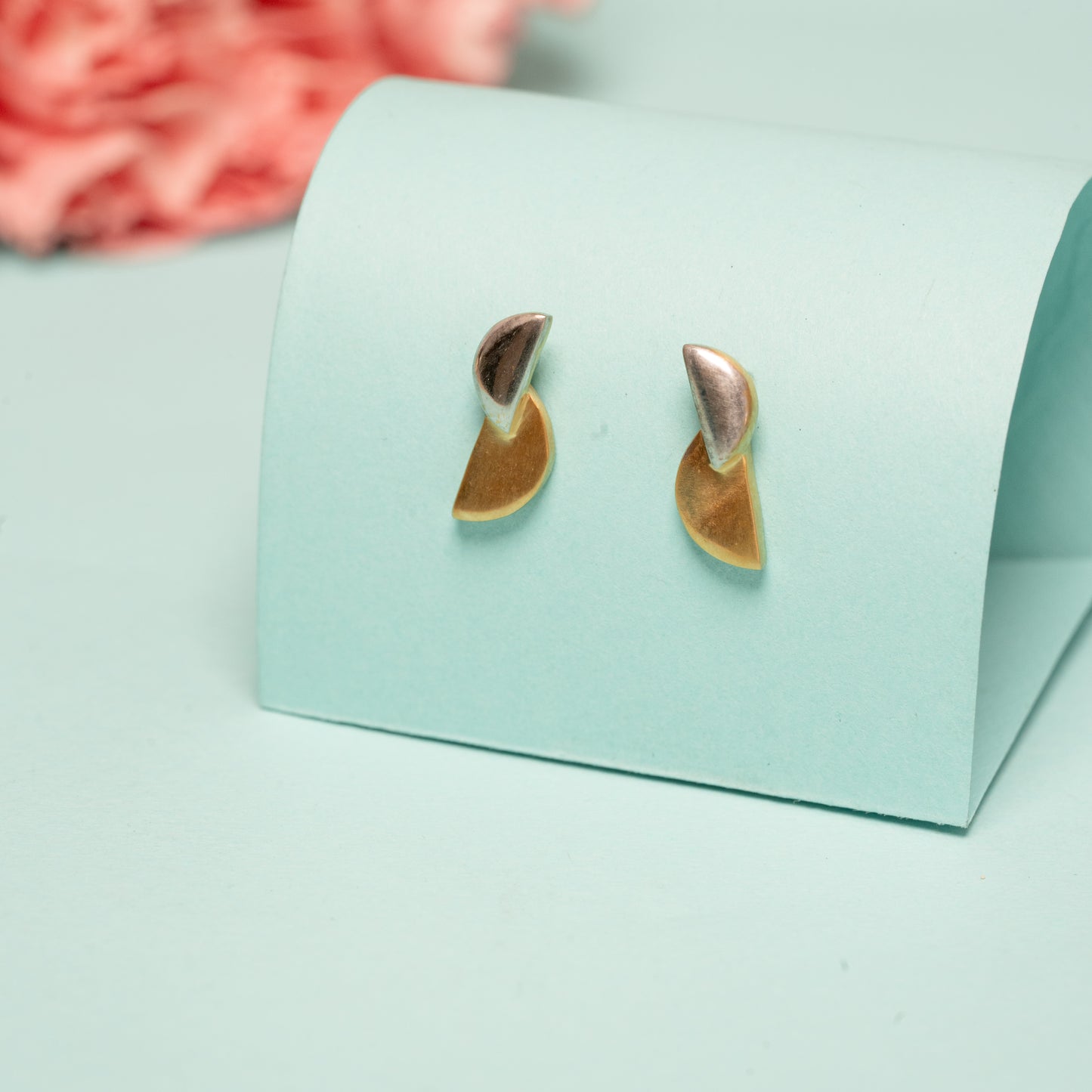 SemiEllipse TwoTone Earrings in 925 Silver