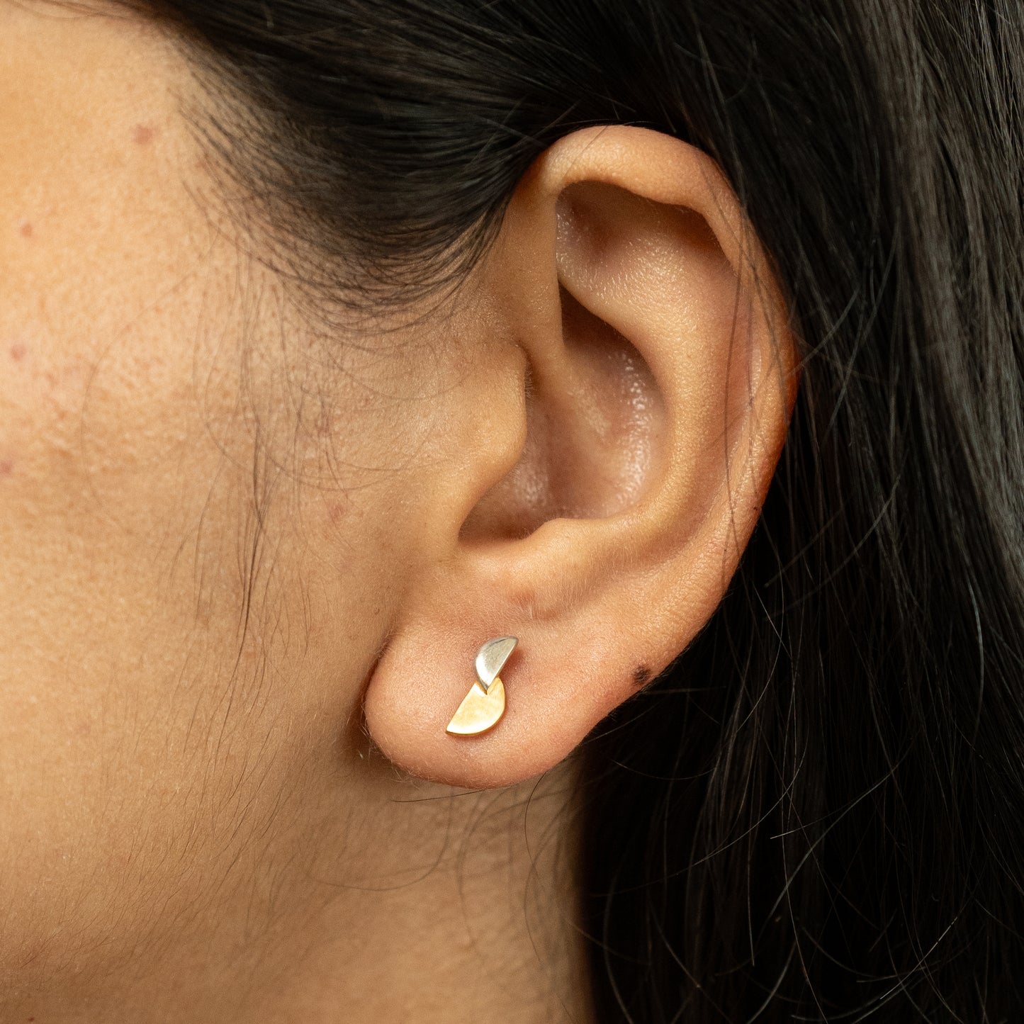 SemiEllipse TwoTone Earrings in 925 Silver