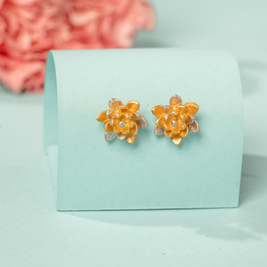Dual Tone Petal Earrings in 925 Silver