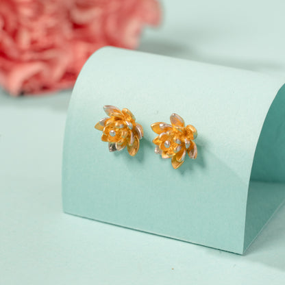 Dual Tone Petal Earrings in 925 Silver