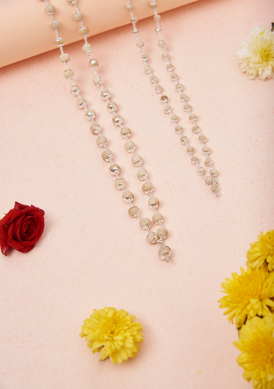 Round Thulasi Beads Mala in 925 Silver